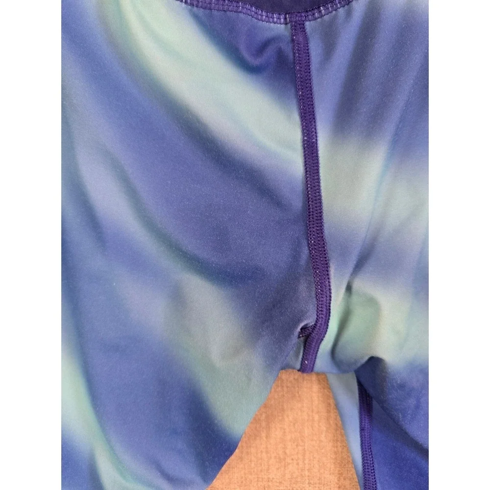 Kyodan Womens Blue Teal Ombre Capri Leggings Size L Activewear Yoga Pants